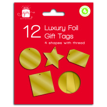 XG0909 Gift Tags Luxury Foil Gold 12's