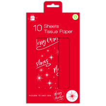 XF1107 Xmas Red Merry Christmas Tissue Paper 10 sheets