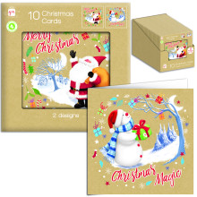 XF0712 10 Square Character Xmas Cards