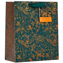 XF1807 Gift Bag Xmas Toile Medium (Foil finish and printed inside)