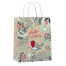 XG1107 Gift Bag Eco Winter Robin Medium