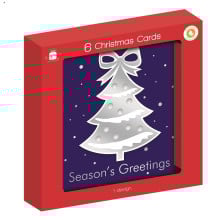 XG0502 6 Handcrafted Tree Xmas Cards
