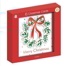 XG0503 6 Handcrafted Wreath Xmas Cards
