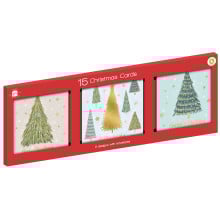 XG0504 15 Printed Tree Xmas Cards