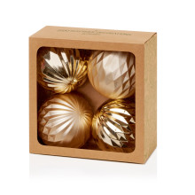 XG3206 4 Champagne Geo Des Baubles 80mm