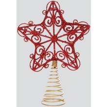 XG3309 Glitter Tree Top Star  3 Asstd Red, Gold, Silver