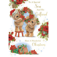 JXC1630 Son & Girlfriend Cute Christmas Card 50 GL50009-22