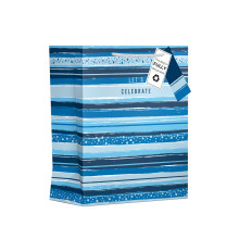Gift Bag Celebrate Stripe Blue Large
