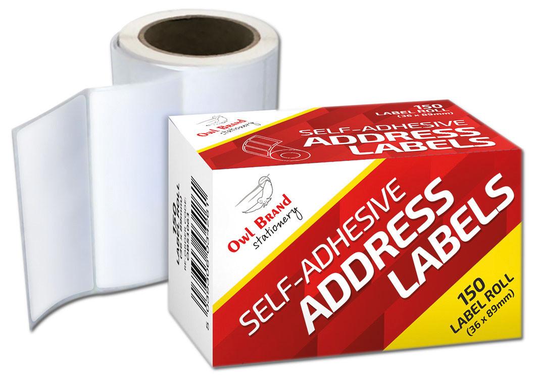 Self adhesive address labels 89x36mm roll 150