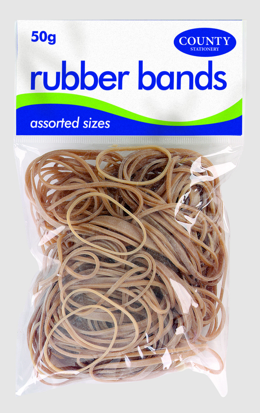 Natural Rubber Bands 50gm Assorted Sizes
