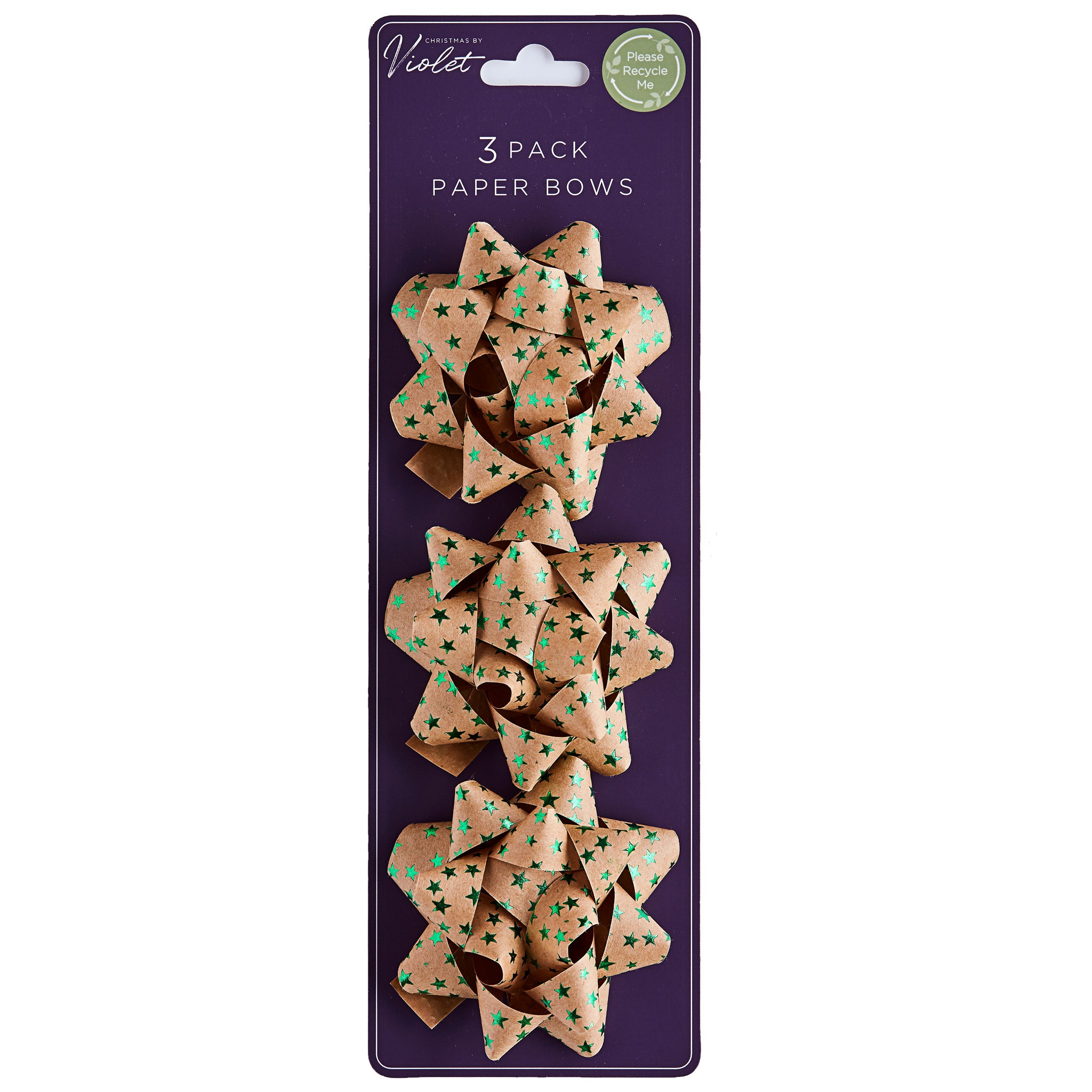 XF1804 Recyclable Green Foil Paper Bows 3 Pack 2023 Christmas